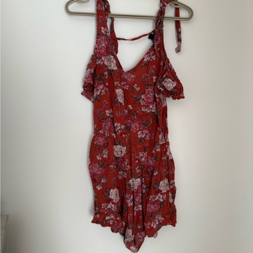 American Eagle Outfitters Red Floral Jumpsuit